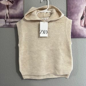 Zara knitted sweater vest hooded girls SWEATER 4/5 years acrylic polyester new